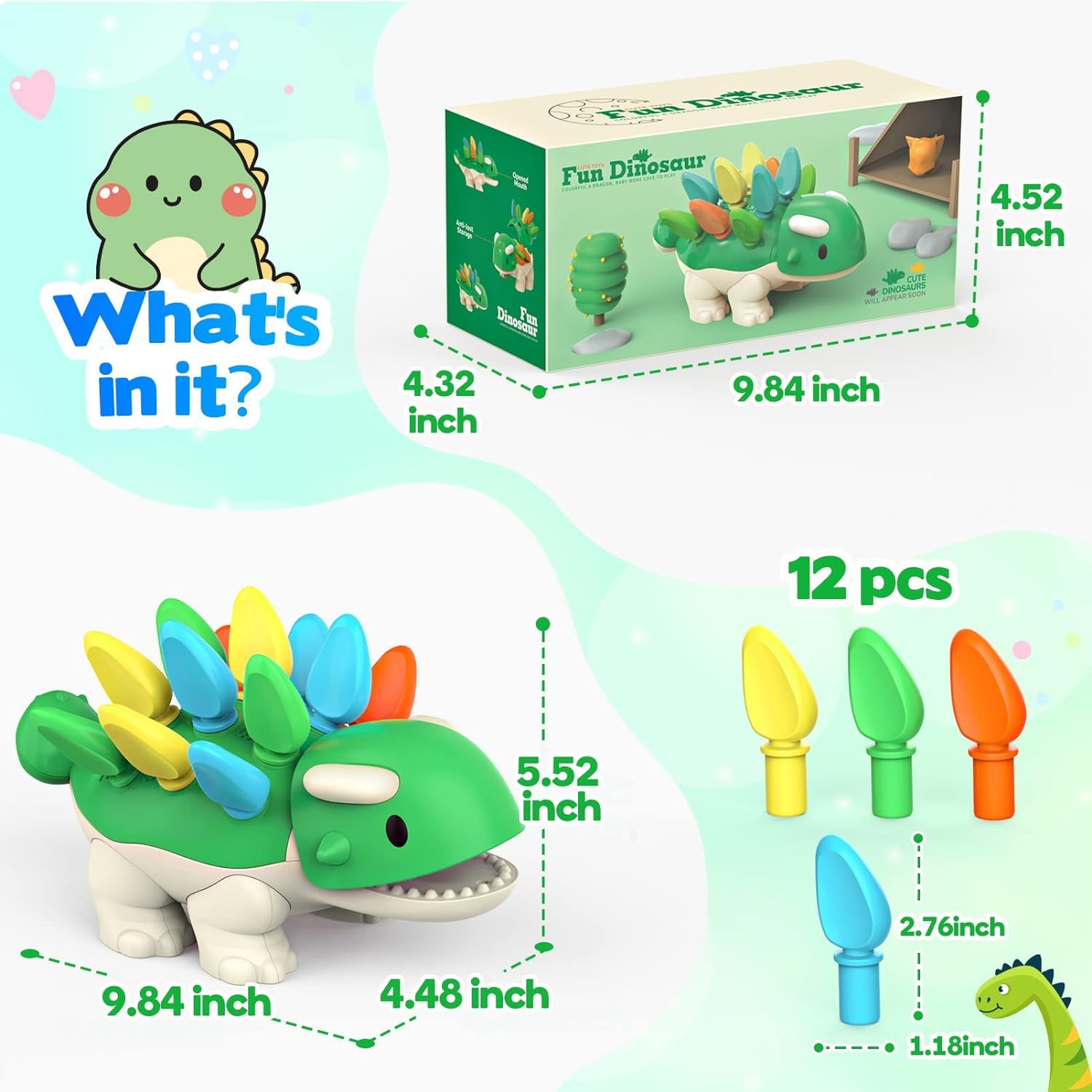 Montessori Learning Educational Toys for Baby 1 2 3 4 Year Old: Fine Motor Dinosaur Toys for Kids 2-4|Toddler Developmental Toys for Birthday Gift Age 1-2|Preschool Sensory Toys for 12-18 Months