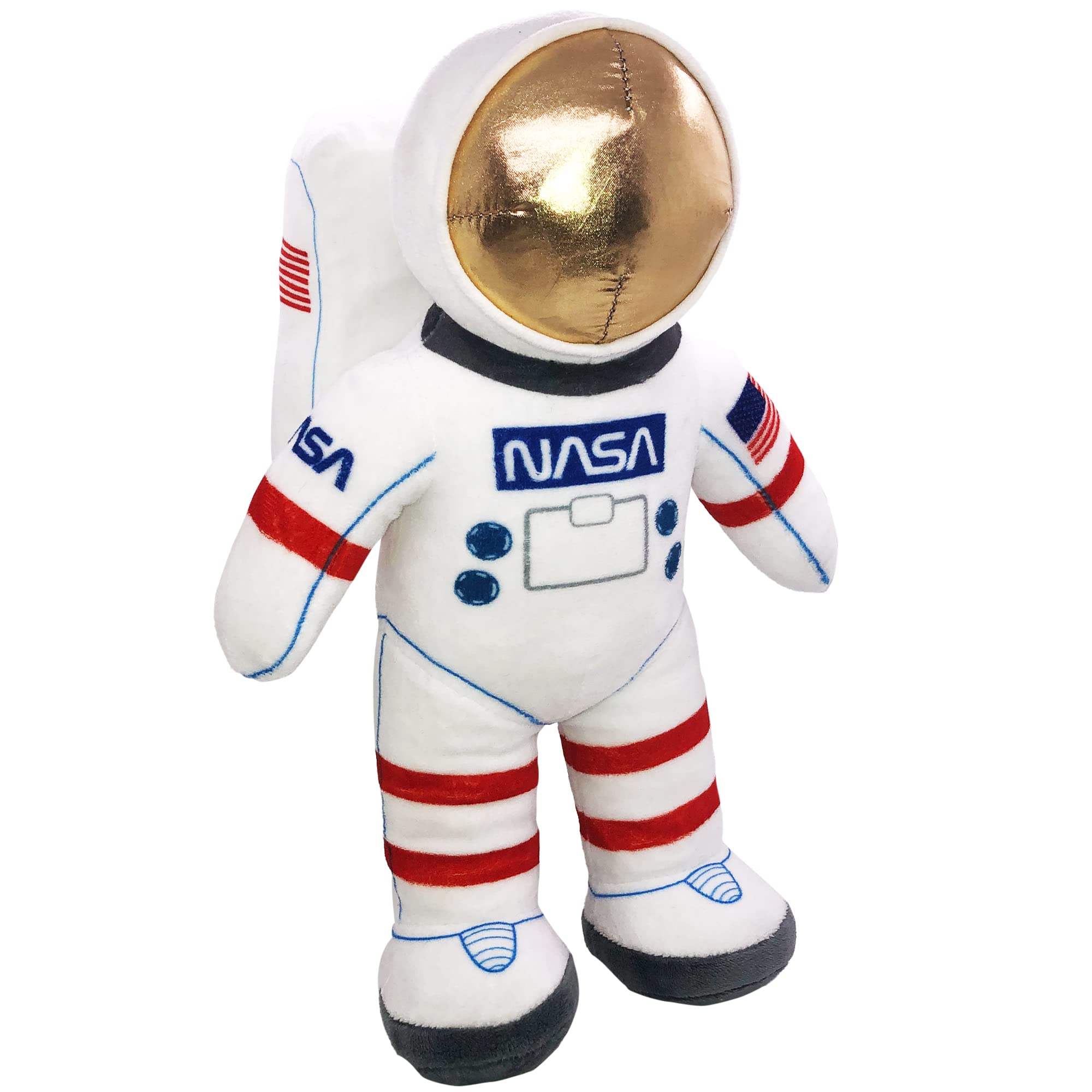 12” Plush Toy Astronaut Figurine, Realistic Astronaut Plush Toy with NASA & USA Flag Arm Patches, Super-Soft Stuffed, Space Decor Astronaut Toys for Kids 3-5, NASA Toys, Toddler Birthday Gift