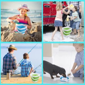 Beach Sand Toy Bucket for Kids Adults, Sandbox Beach Pail Sand Buket, Foldable Pail Bucket with Mesh Bag, Collapsible Buckets Multi Use for Garden Beach, Camping Gear, Beach Party, Fishing