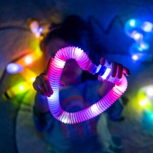 nutty toys Light Up Pop Tubes Sensory Toys - Glow Sticks for Kids, Fine Motor Skills Toddler Toy, Top ADHD & Autism Fidget 2024 Best Preschool Gifts Idea, Unique Boy & Girl Easter Basket Stuffers