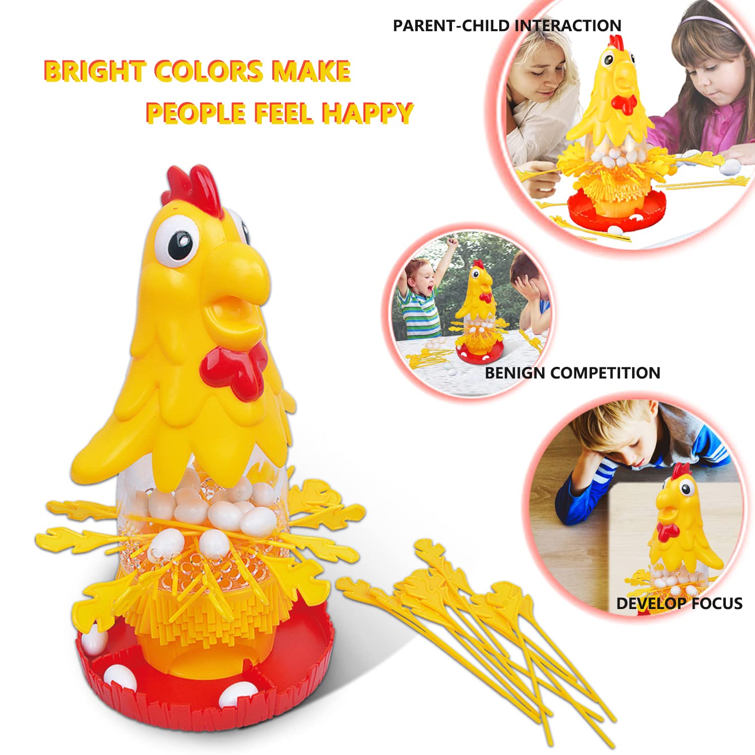 NW Hen Laying Eggs Plucking Game Hen Laying Eggs Educational Toys Educational Games Toys for Boys and Girls (Chick)