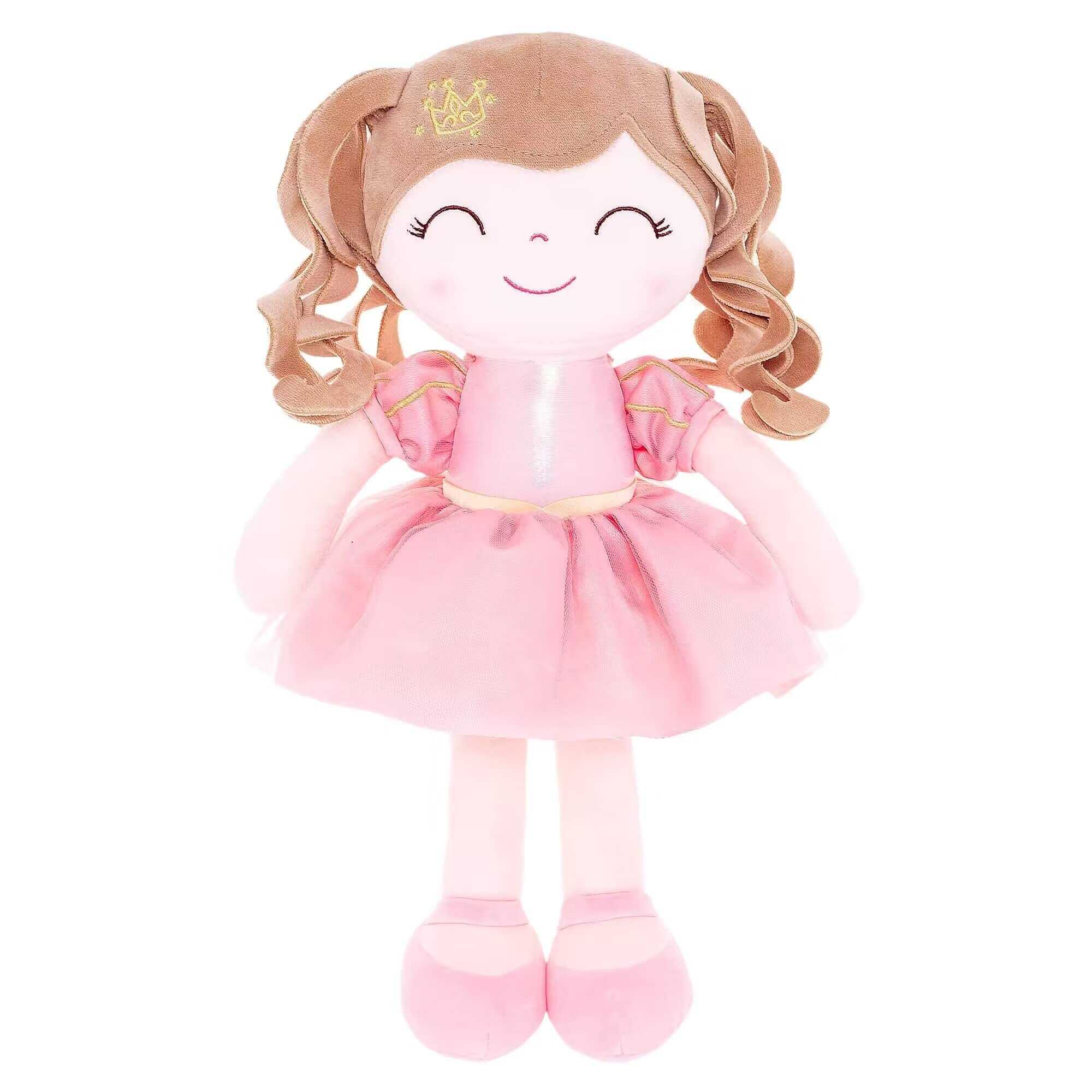 Gloveleya Dolls Baby Girl Gifts Soft Plush Doll Pink Crown Princess 14"