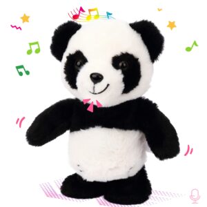 easfan talking panda repeats what you say electric walking singing stuffed animal interactive funny plush toy musical speaking animated toy birthday for kids boys girls, 8"