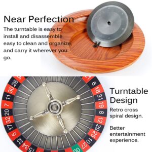 HXSTWW 12" Solid Wood High Glossy Roulette Wheel for Roulette Tables, Wooden Roulette Wheel with Double-Zero Layout, Turntable Leisure Table Games, Game Night Essential