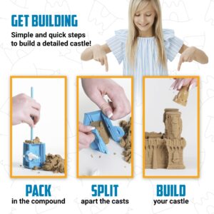 Create A Castle Indoor Sandcastle Play Sand Kit, 2.65 lbs Sensory Play Sand, BuildMaster Reusable Castle Magic Sand Toy Set for Kids, 25 Pieces and Playmat, for Kids 6+