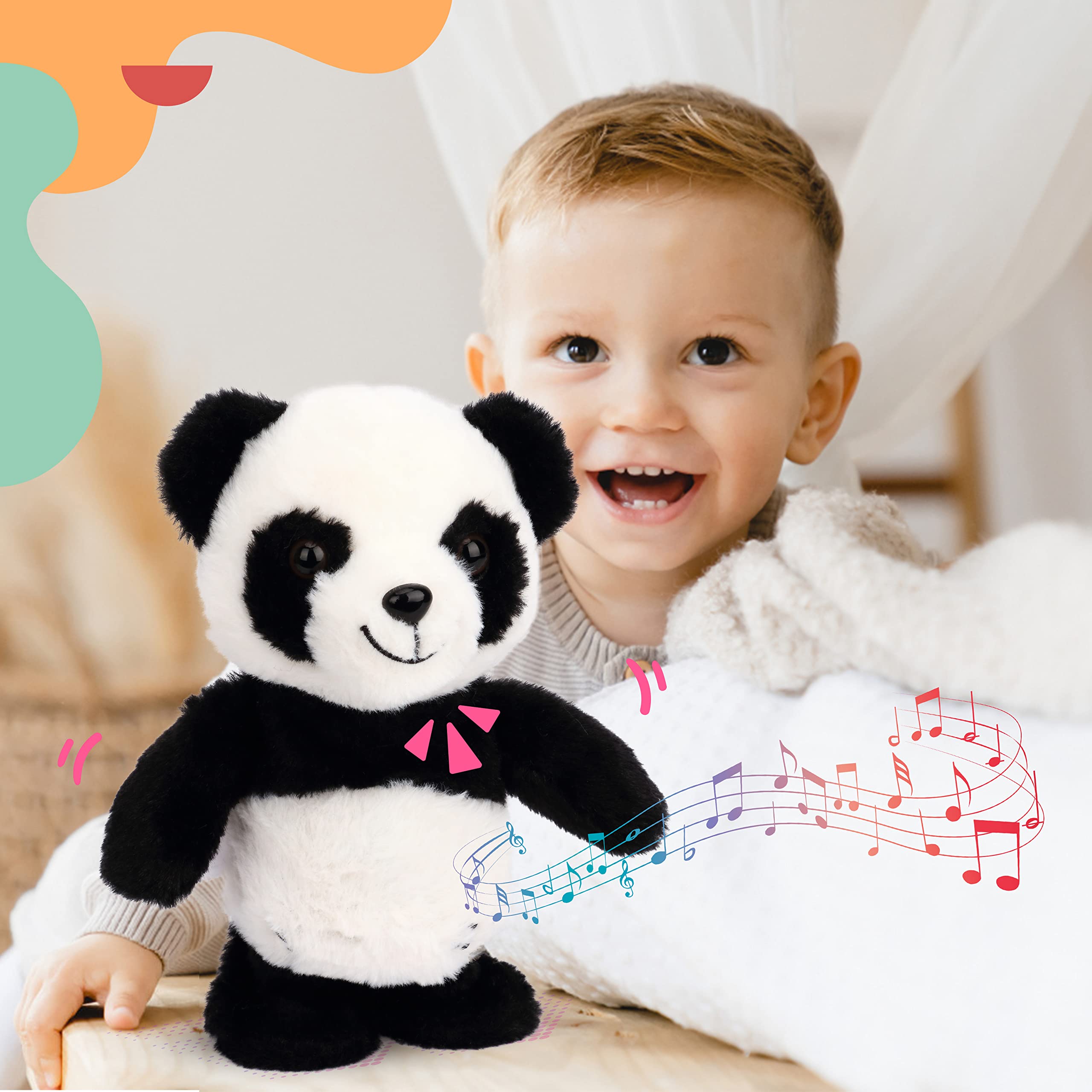 Easfan Talking Panda Repeats What You Say Electric Walking Singing Stuffed Animal Interactive Funny Plush Toy Musical Speaking Animated Toy Birthday for Kids Boys Girls, 8"