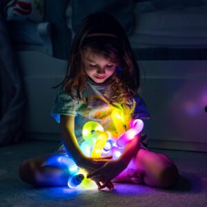 nutty toys Light Up Pop Tubes Sensory Toys - Glow Sticks for Kids, Fine Motor Skills Toddler Toy, Top ADHD & Autism Fidget 2024 Best Preschool Gifts Idea, Unique Boy & Girl Easter Basket Stuffers