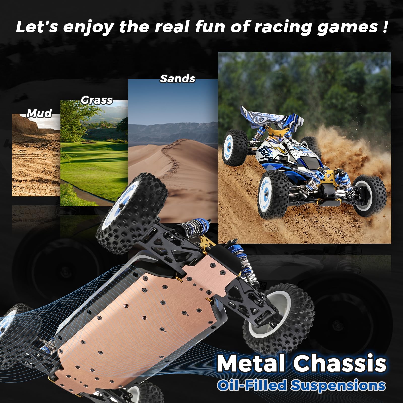 CKYSCHN WLtoys 124017(V2) Fast RC Car, 1/12 Brushless RC Car, 75km/h 4x4 Hobby RC Buggy Cars with Independent ESC for Adults, Fast Remote Control Truck Car with 2 Battery