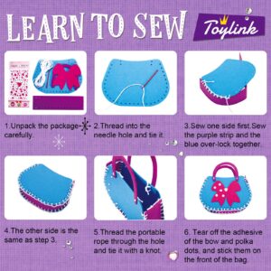 Toylink First Sewing Kit for Kids Beginners Arts Crafts for Girls Ages 4 5 6 7 8 Learn to Sew Unicorn Purse Bags Picture Frame Pen Holder DIY Felt Craft Kits Toddler Gifts