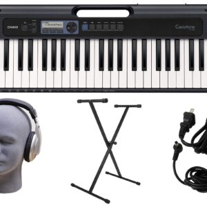 Casio CT-S300 61-Key Premium Keyboard Pack with Stand, Headphones & Power Supply + Casio ARBENCH X-Style Adjustable Padded Folding Keyboard Bench