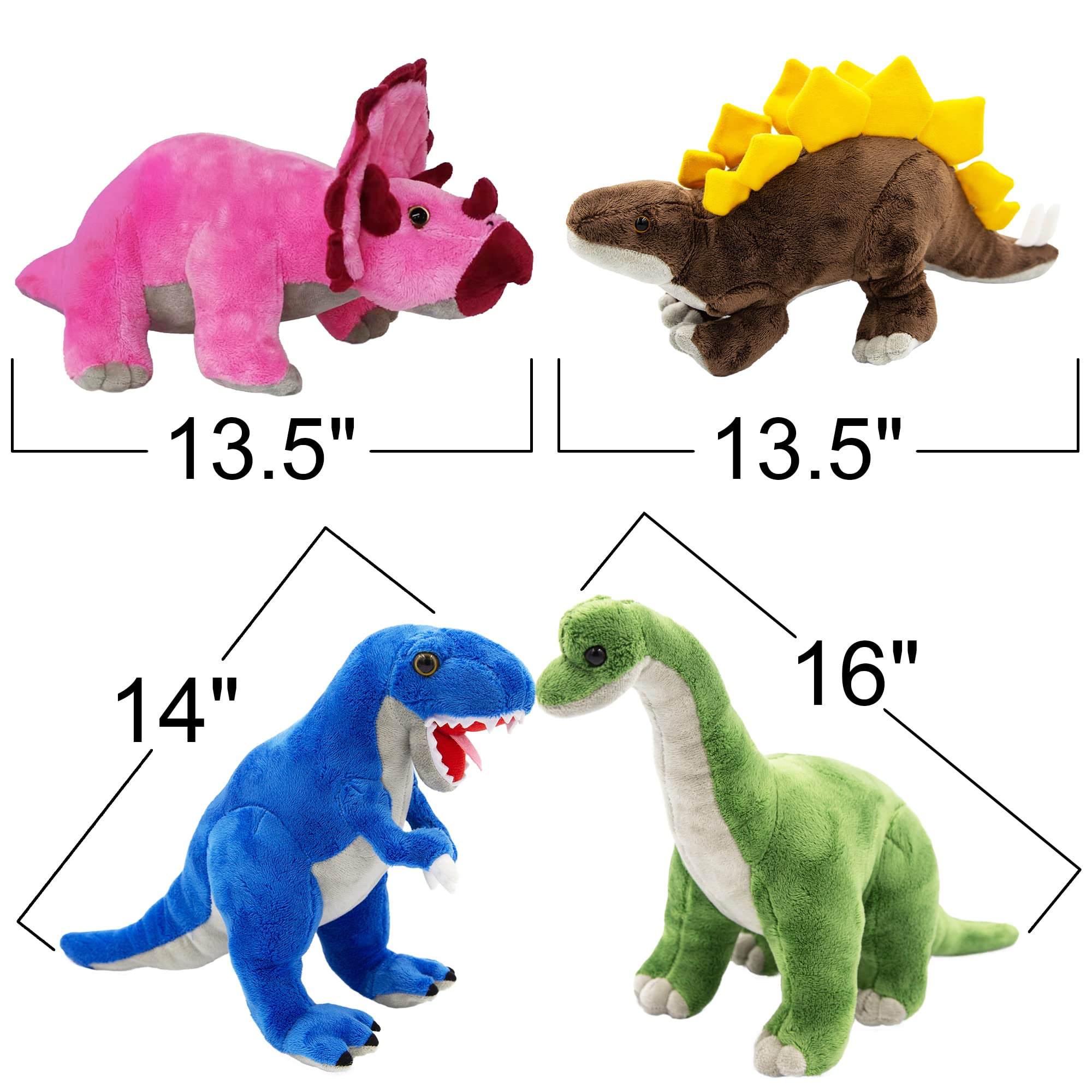 ArtCreativity Plush Dinosaur Stuffed Animals for Kids, Set of 4, Stuffed Dinosaur Plushy for Boys and Girls Ages 3+, Plush Animals Dinosaur Toys For Kids, Dino Plush Easter Dinosaur Plush Party Favors