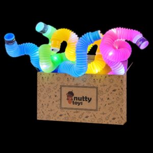 nutty toys light up pop tubes sensory toys - glow sticks for kids, fine motor skills toddler toy, top adhd & autism fidget 2024 best preschool gifts idea, unique boy & girl easter basket stuffers