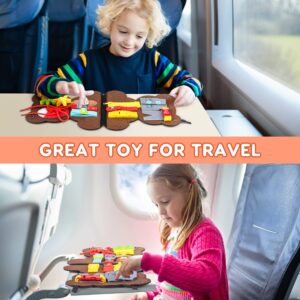 Esli Esli Teddy Busy Board for Toddlers, Sensory & Fine Motor Skill Toddler Activities for Travel Airplane Car, Montessori Toys Gifts for 3 4 5 Year Old Boys Girls, Learning Toys for Toddlers