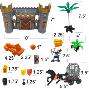 ArtCreativity Medieval Castle Knights Playset for Kids, 27-Piece Deluxe Action Figure Play Set with Storage Bucket, Assembly Castle, 6 Knight Action Figures, Horse Drawn Carriage, Catapult, and More