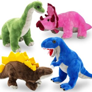 artcreativity plush dinosaur stuffed animals for kids, set of 4, stuffed dinosaur plushy for boys and girls ages 3+, plush animals dinosaur toys for kids, dino plush easter dinosaur plush party favors