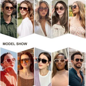 SOJOS Retro Aviator Sunglasses for Women Men,Trendy Rectangle Womens Mens Shades Sun Glasses SJ2202 Yellow Tortoise Frame Grey Lens