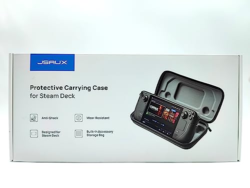 JSAUX Carrying Case Compatible with Steam Deck/Steam Deck OLED, Protective Hard Shell Carry Case Built-in Charger Storage, Portable Travel Carrying Case for Steam Deck Console & Accessories - BG0102