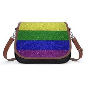 Rainbow Flag Gay Pride Women's Shoulder Bag PU Leather Crossbody Bags Purses With Shoulder Strap For Casual Travel