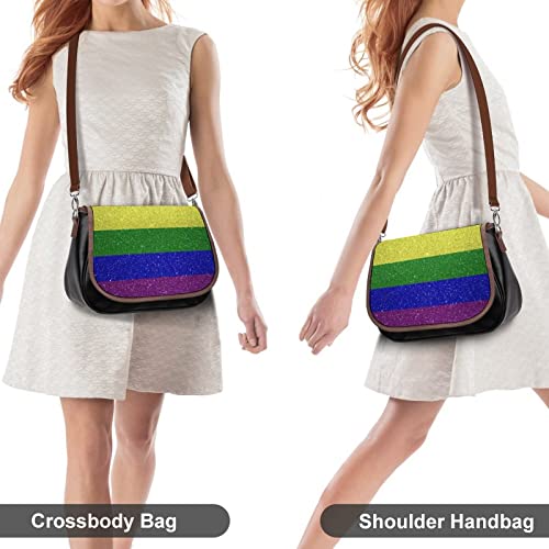 Rainbow Flag Gay Pride Women's Shoulder Bag PU Leather Crossbody Bags Purses With Shoulder Strap For Casual Travel