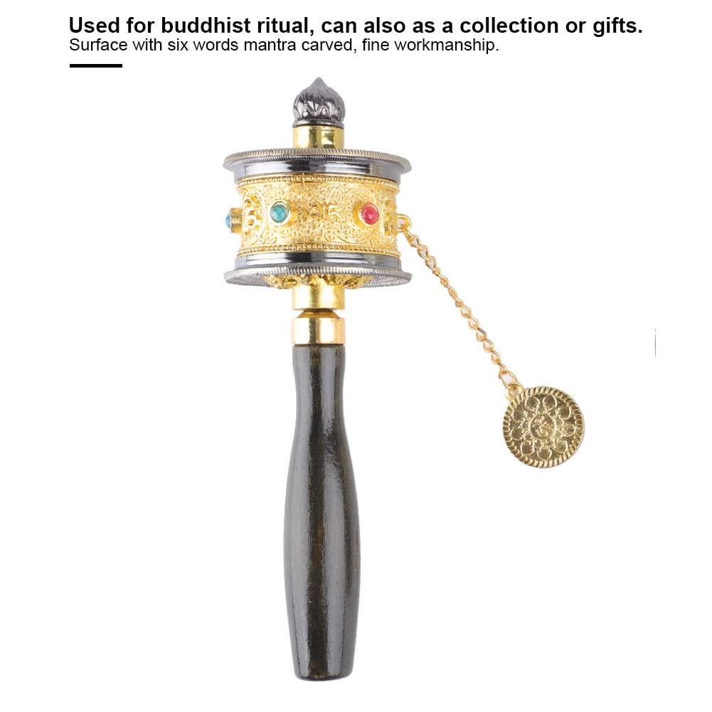 01 02 015 Buddhist Prayer Wheel, Durable Brass Tibetan Prayer Wheel for Religion Gifts for Decoration(Gold)