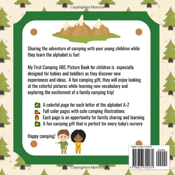 My First Camping ABC Picture Book: 8.5" x 8.5" Camping Baby Book, Camping Kids Book, Alphabet ABCD Books for Kids, Camping Alphabet Book for Toddlers, ... Camping Books for Toddlers 1-3 (28 Pages)