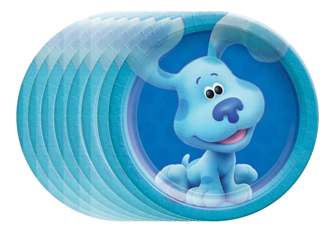 Blue's Clues Baby Birthday Party Supplies Bundle Pack includes Dessert Cake Paper Plates, Napkins, Table Cover (Bundle for 16)