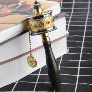 01 02 015 Buddhist Prayer Wheel, Durable Brass Tibetan Prayer Wheel for Religion Gifts for Decoration(Gold)