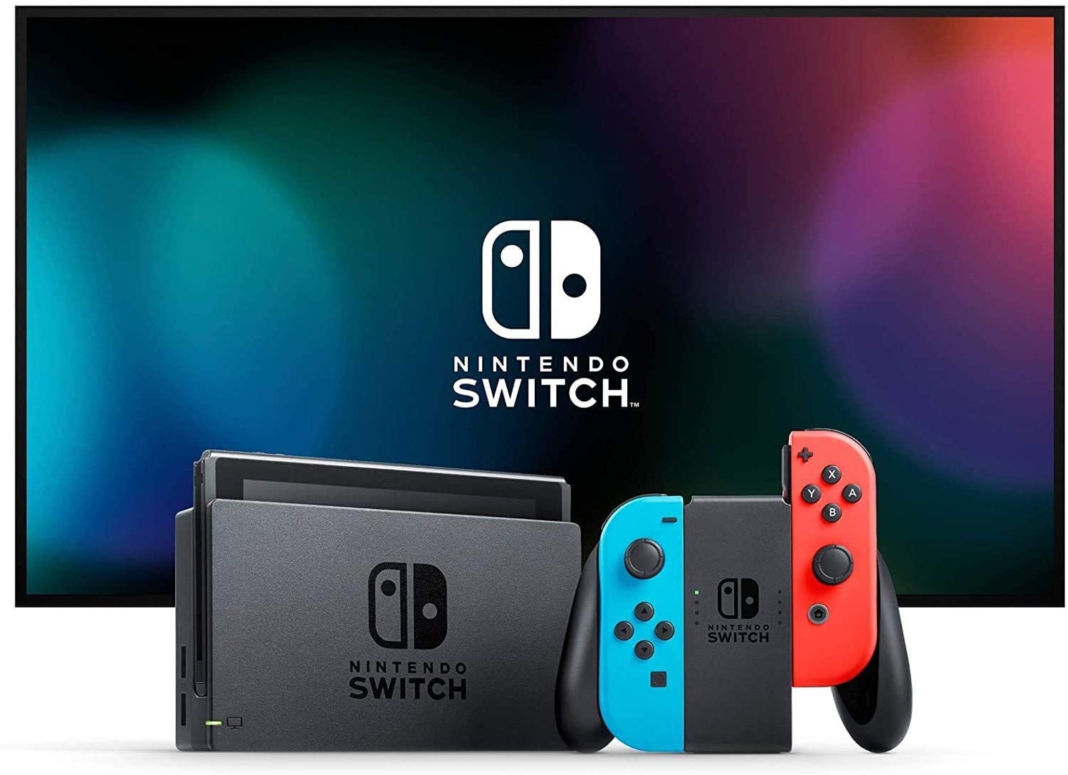 Nintendo Newest Switch 32GB Console with Neon Blue and Neon Red Joy-Con, 6.2" Touchscreen 1280x720 LCD Display, 802.11AC WiFi, Bluetooth 4.1 + MarXsol_12-in-1 Accessories Holiday Bundle