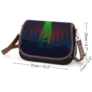 Alien Invasion on Earth Women's Shoulder Bag PU Leather Crossbody Bags Purses With Shoulder Strap For Casual Travel