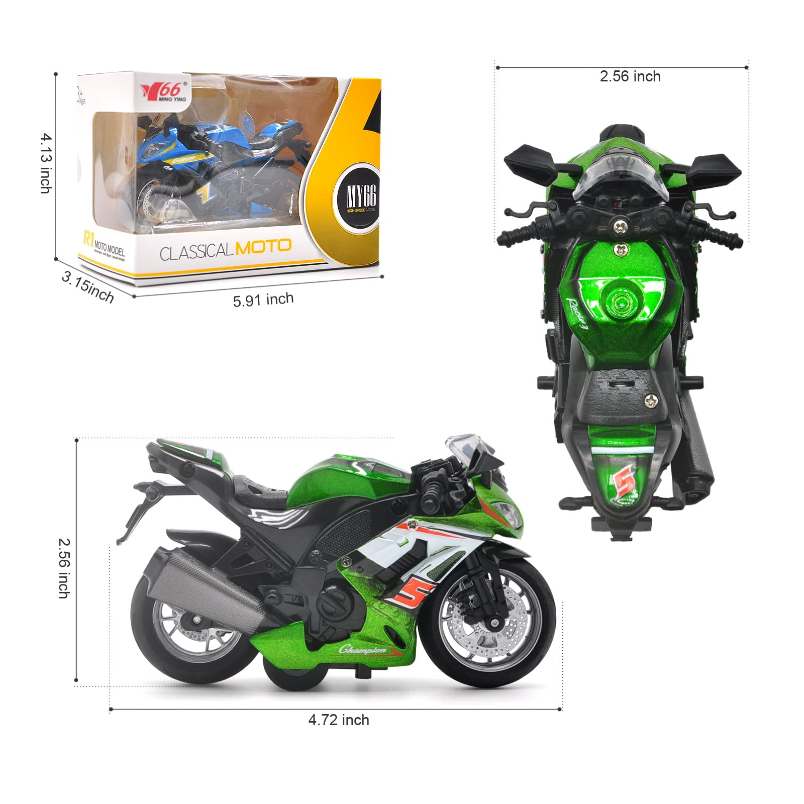 Toy Motorcycles, Diecast Motorcycle Toy with Music Lighting,Toy Motorcycle for Kids 3-5,Toy Motorcycles for Boys (Green)