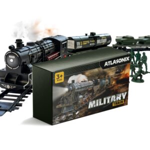 USA Electric Train Set for Kids Ages 3-8 - Military Toy Polar Train Model with Helicopter, Tank, Soldiers & Tracks for Boys - Fun Birthday Toy for Ages 4-7