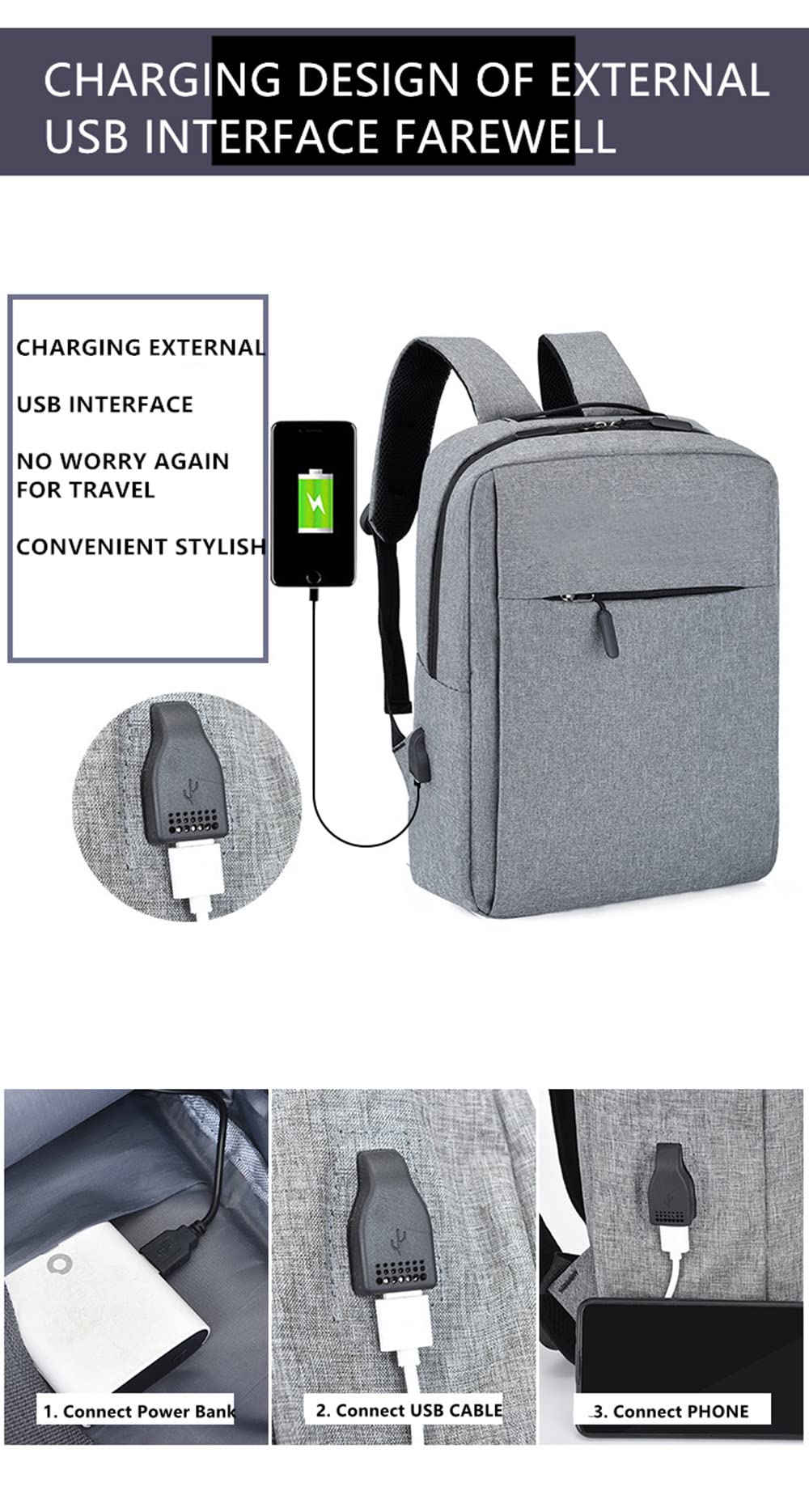 N+B Lightweight Carrying Case for PS 5, Protective Shoulder Bag, Charging Design of External USB Interface, Waterproof, Shockproof, Travel Backpack (Gray)