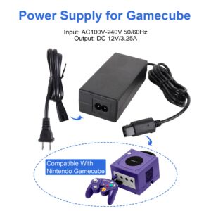 Power Supply and AV Cable for Gamecube, NGC AC Power Adapter & AV Cable Set, Power Cord and AV Cable Compatible with Nintendo Gamecube Console