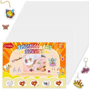 cridoz shrinky art paper, 18pcs shrink paper sheets shrink plastic film for keychains and creative art craft marking