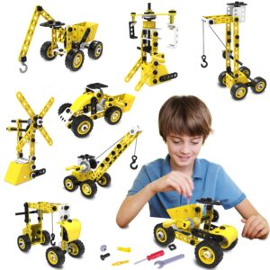 stem building toys for 6+ years old boys and girls - 8in1 construction engineering building toy erector set for kids 6 7 8 9 10 years old - educational stem toy for boys age 8-12 - fun birthday gift