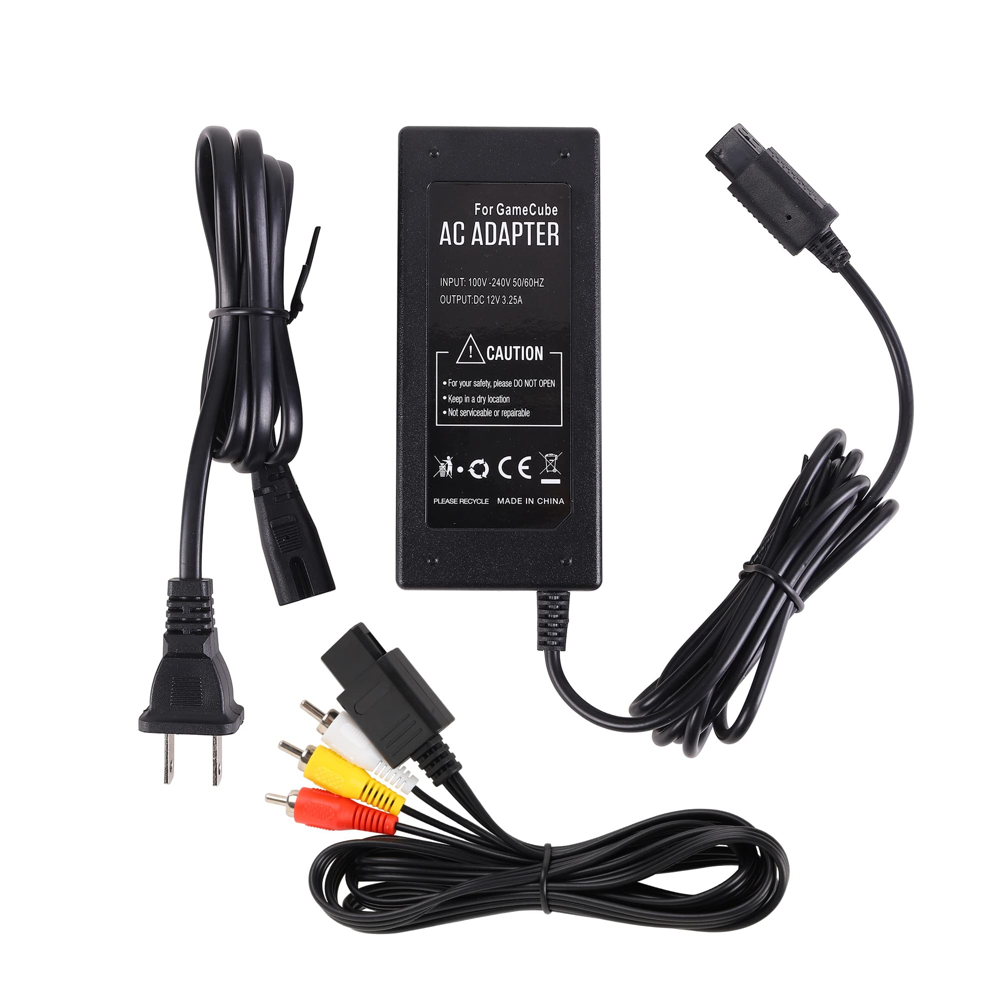 Power Supply and AV Cable for Gamecube, NGC AC Power Adapter & AV Cable Set, Power Cord and AV Cable Compatible with Nintendo Gamecube Console