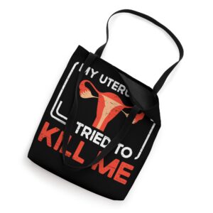 My Uterus Tried To Kill Me Hysterectomy Surgery Uterus Tote Bag