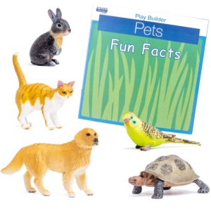 Stages Play Builder: Pets Plastic Animal Figures/Pet Animal Figurines Toys and Fun Facts Book from The Makers of Language Builder, Multi