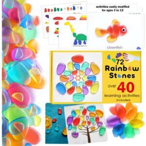 Acorn to Oak Rainbow Stones, 72 Stones 40+ Activities, Learning & Education Toys, Classroom Must Haves, Math manipulatives, Light Table manipulatives Educational Toys for Kids 5-7, Montessori Toys