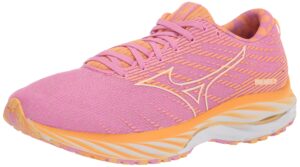 mizuno x roxy women's wave rider 26 | neutral running shoe | roxy - cyclamen/white | us 8.5