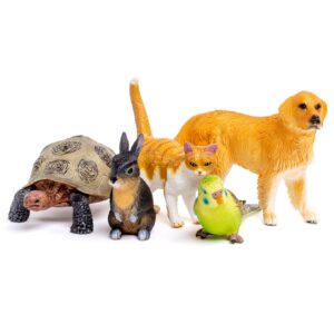 Stages Play Builder: Pets Plastic Animal Figures/Pet Animal Figurines Toys and Fun Facts Book from The Makers of Language Builder, Multi