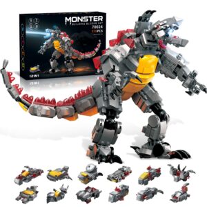 MENYORD STEM Star Monster Wars Toys, 12 in 1 Build for Kids Who Love Jurassic Dinosaur Building Blocks Kit or Spaceship,Christmas and Birthday Gifts for 6-12 Year Old Kids(576Pieces)…