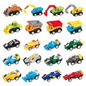 Mini Cars for Toddlers - Set of 20 Pull Back Race Cars and Construction Trucks and Cars for Toddlers Age 3+