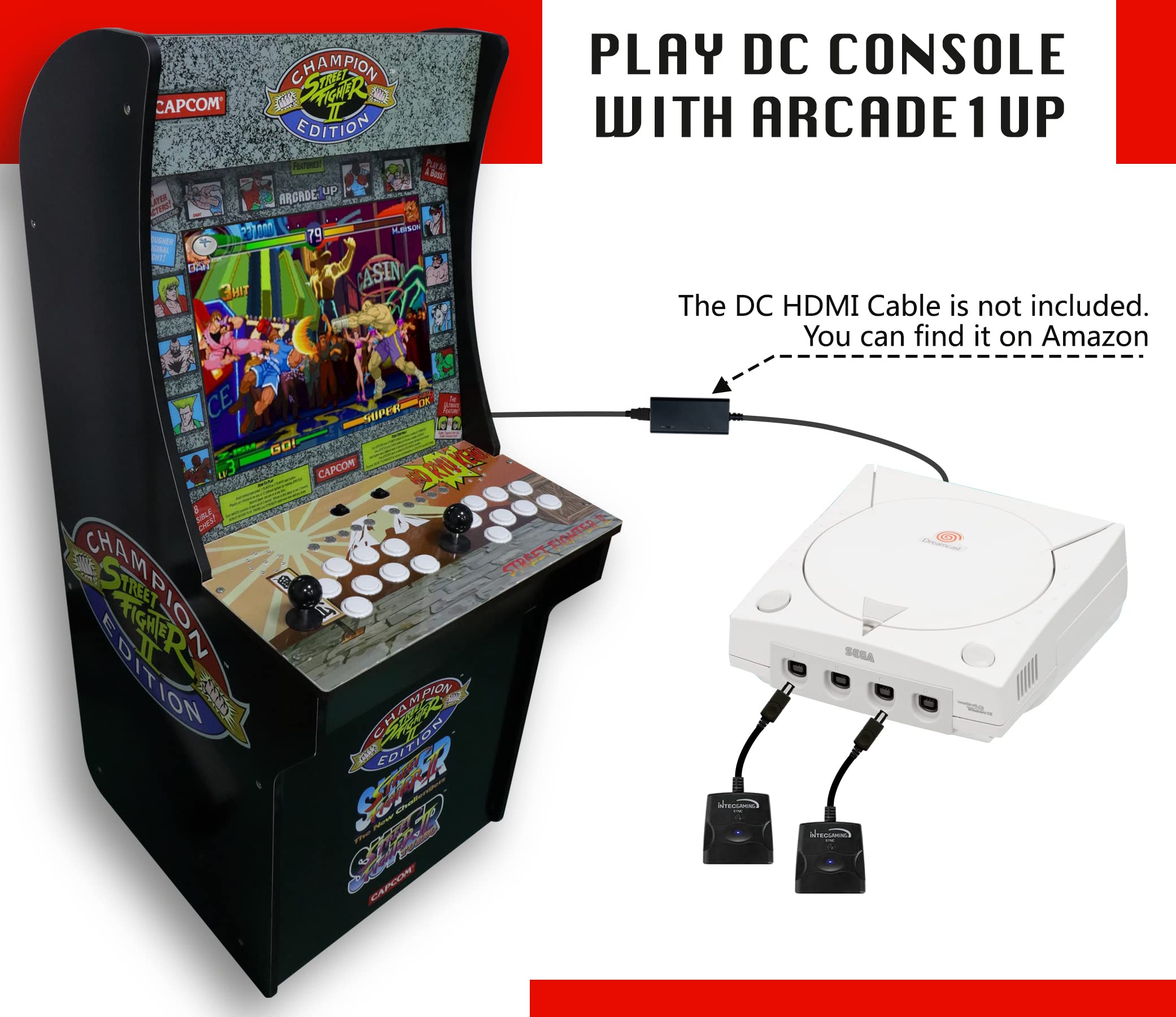 DC Fighting Stick for Arcade1Up Cabinet, Play SEGA Dreamcast Console on The Cabinet, Joysticks Specially Designed for Arcade1Up