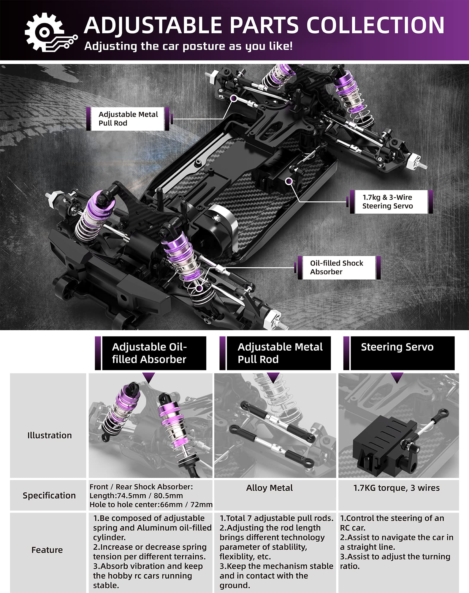 RIAARIO 1:14 RTR Brushless Fast RC Cars for Adults, Max 63mph Hobby RC Truck, 4X4 Remote Control Car for Boys with Carbon Fiber Chassis & Metal Gear, Oil Filled Shocks Electric Vehicle Buggy for Kids