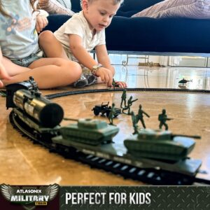 USA Electric Train Set for Kids Ages 3-8 - Military Toy Polar Train Model with Helicopter, Tank, Soldiers & Tracks for Boys - Fun Birthday Toy for Ages 4-7