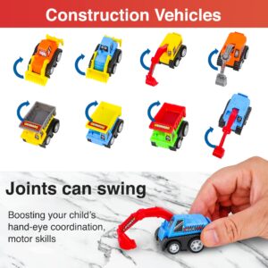 Mini Cars for Toddlers - Set of 20 Pull Back Race Cars and Construction Trucks and Cars for Toddlers Age 3+