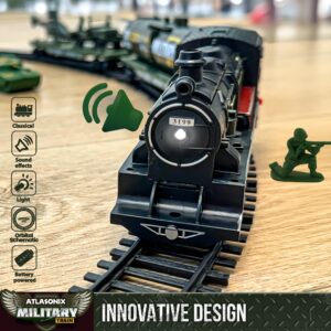 USA Electric Train Set for Kids Ages 3-8 - Military Toy Polar Train Model with Helicopter, Tank, Soldiers & Tracks for Boys - Fun Birthday Toy for Ages 4-7