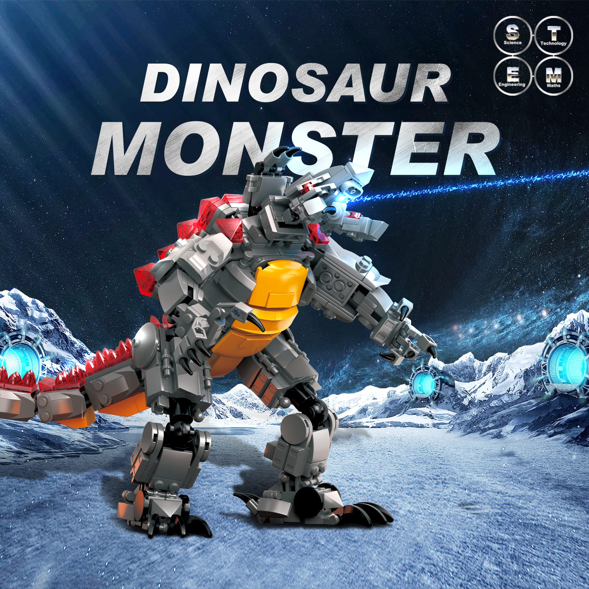 MENYORD STEM Star Monster Wars Toys, 12 in 1 Build for Kids Who Love Jurassic Dinosaur Building Blocks Kit or Spaceship,Christmas and Birthday Gifts for 6-12 Year Old Kids(576Pieces)…