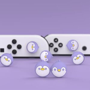 PlayVital Penguin Joystick Caps for Nintendo Switch, Thumbstick Caps for Switch Lite, Analog Cover for Switch OLED Joycon Thumb Grip Caps for Switch & Switch Lite & Switch OLED - Light Violet